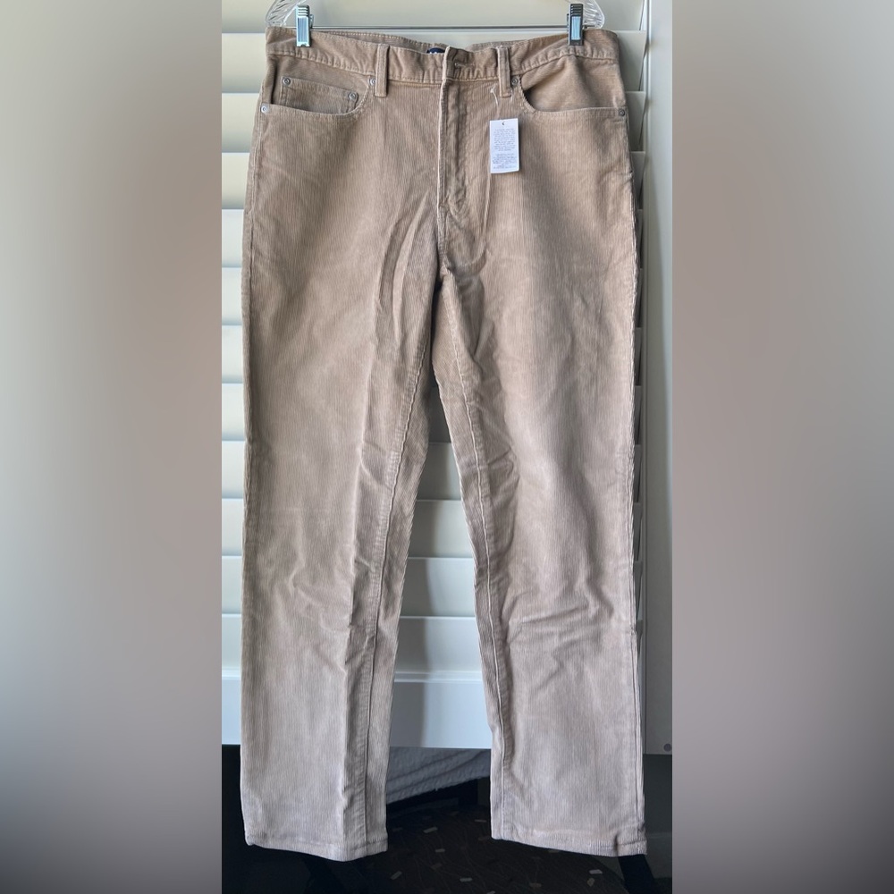 Lands' End NEW 34 Reg Men's Slim Stretch Light Khaki Corduroy Pants
